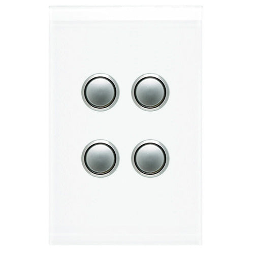 Clipsal Saturn 4064PBL-PW 4 Gang Pushbutton LED Switch Pure White