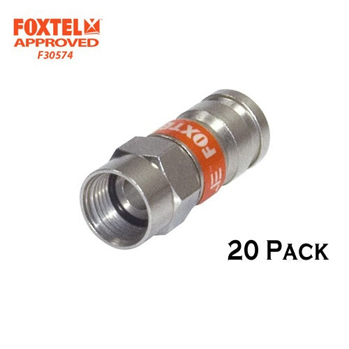 20 x Compression Crimp RG6 Coaxial F Type Connector Foxtel Approved F30574